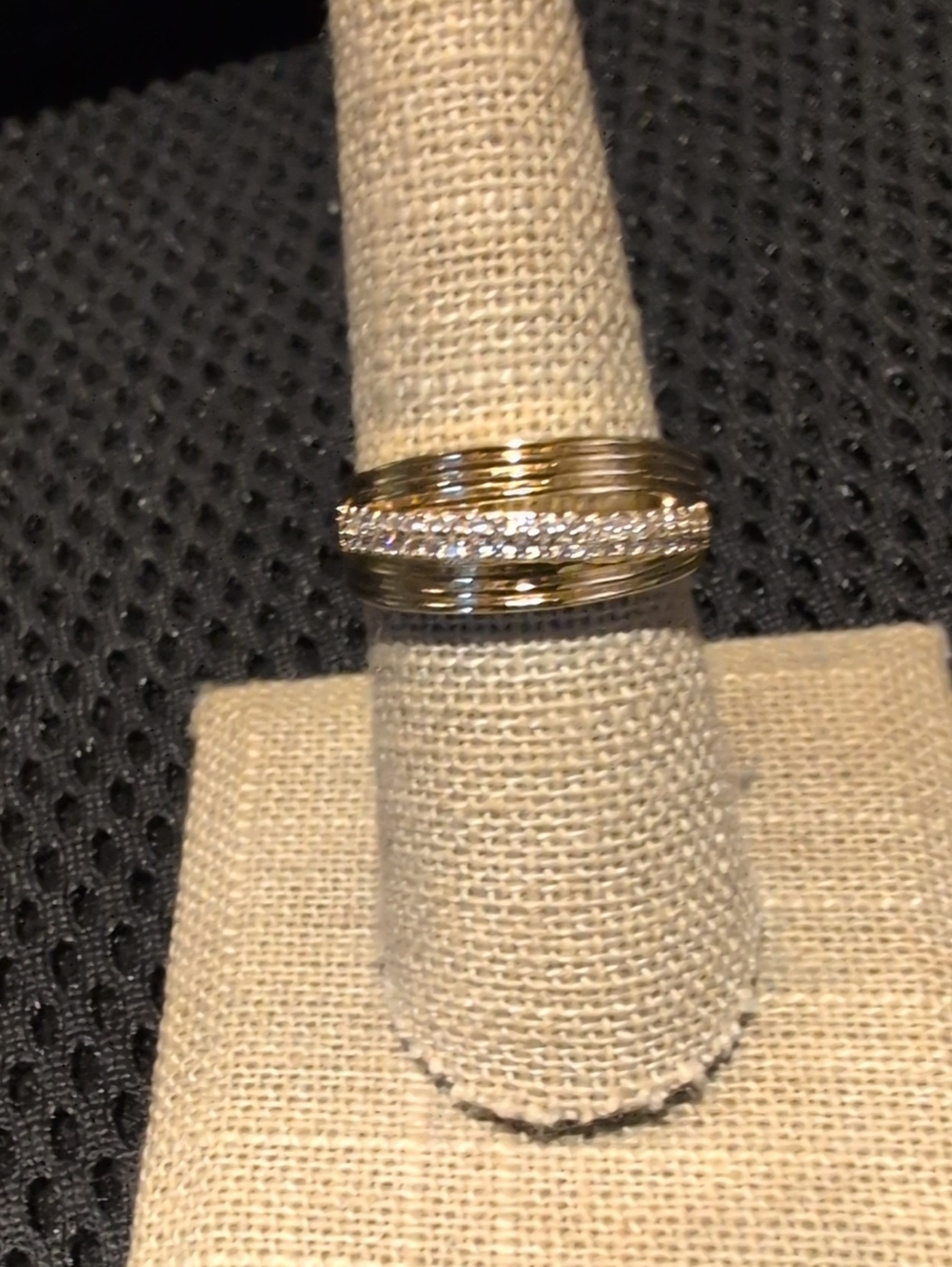 Yellow Gold Plated Women's Pave Band Style Ring